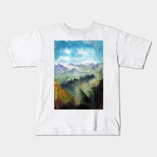 Watercolor landscape sky clouds Kids T-Shirt